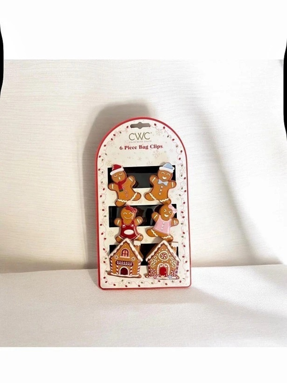 6 Piece Gingerbread Magnetic Bag Clips Set